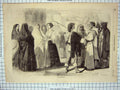 Original Old Antique Print 1860 Sicilian Costumes Dresses Uniforms Street Scene