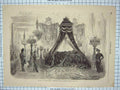 Original Old Antique Print Belgium Scene Death Bed King LeopGuards