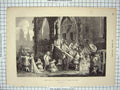 Original Old Antique Print 1874 Salon Denier Veuve Children Architecture 19th