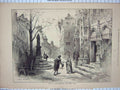 Original Old Antique Print 1886 Faust Lyceum Theatre Street Scene Architecture