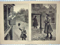 Original Old Antique Print 1886 St. Valentines Morning Romance Flowers Fine Art