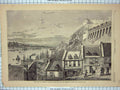 Original Old Antique Print 1860 City Quebec Canada Prescott Gate Ships Houses
