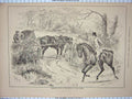Original Old Antique Print 1886 Huntsman Horse Country Road Farm Cart Victorian
