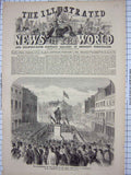 Old Antique Print 1860 Inauguration Statue Lord Clive Shrewsbury England 19th