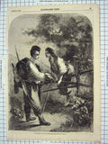 Original Old Antique Print 1860 Russian Peasant Life Reaper Fench Fine Art 19th