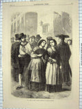 Old Antique Print 1866 Villagers Rome Religious Services Holy Week Italy 19th