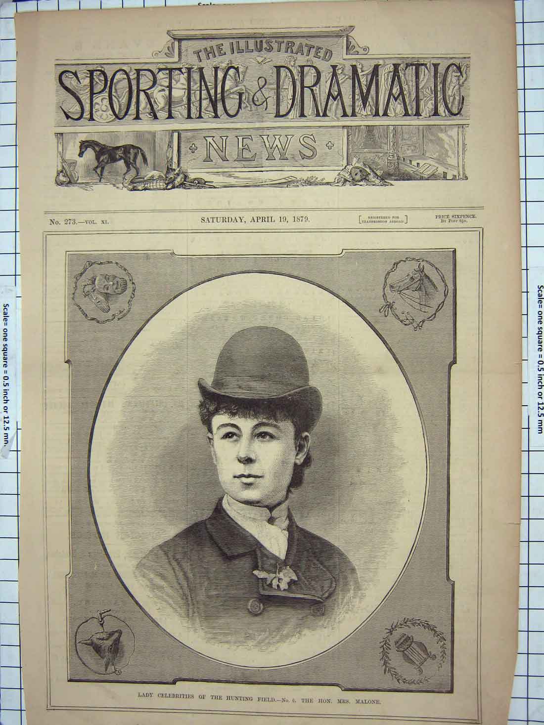 Original Old Antique Print 1879 Lady Celebrities Hunting Field Mrs Malone Sport