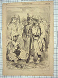 Original Old Antique Print 1860 French Army Infantry Uniform Military War 19th