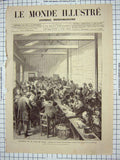 Original Old Antique Print 1875 L'Emprunt De La Ville Paris Luxemburg Meeting