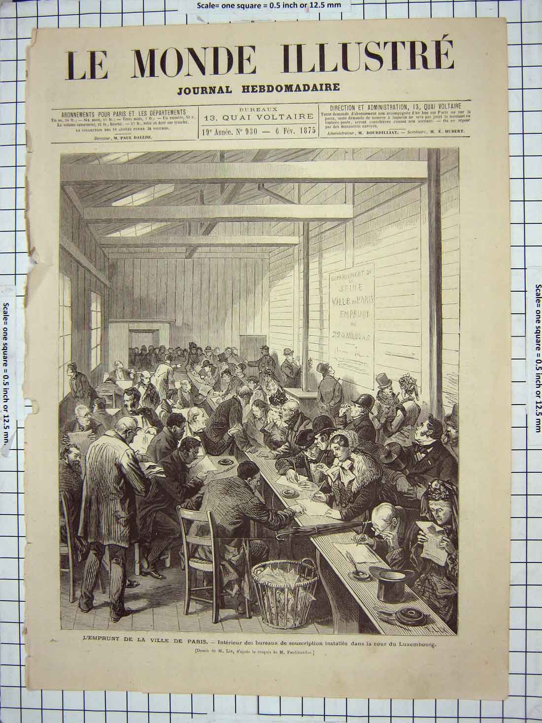 Original Old Antique Print 1875 L'Emprunt De La Ville Paris Luxemburg Meeting