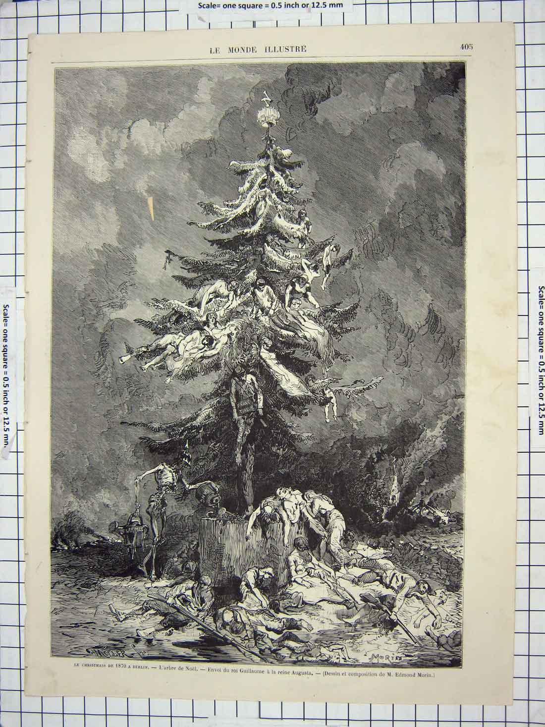 Old Antique Print 1870 Berlin Tree People Guillaume Augusta Edmond Morin 19th