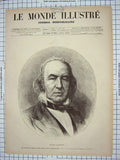 Original Old Antique Print 1878 Portrait Claude Bernard 19th Century