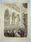 Original Old Antique Print Interior Notre Dame Pere Hyacinth Architecture Franc