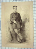 Original Old Antique Print Portrait Alphonse D'Espagne Man 19th