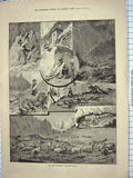 Original Old Antique Print 1885 Scene Southern Tyrolese Alps Mountains Sheep