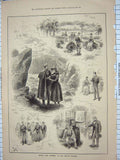 Original Old Antique Print 1886 Scene Enemies Prince'S Theatre Costumes Actors