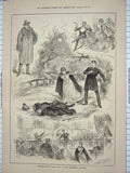 Old Antique Print 1885 Dark Days Haymarket Theatre Scene Actors Costumes 19th