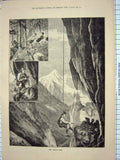 Original Old Antique Print 1885 Eagle'S Nest Mountain Climbing Fine Art 19th