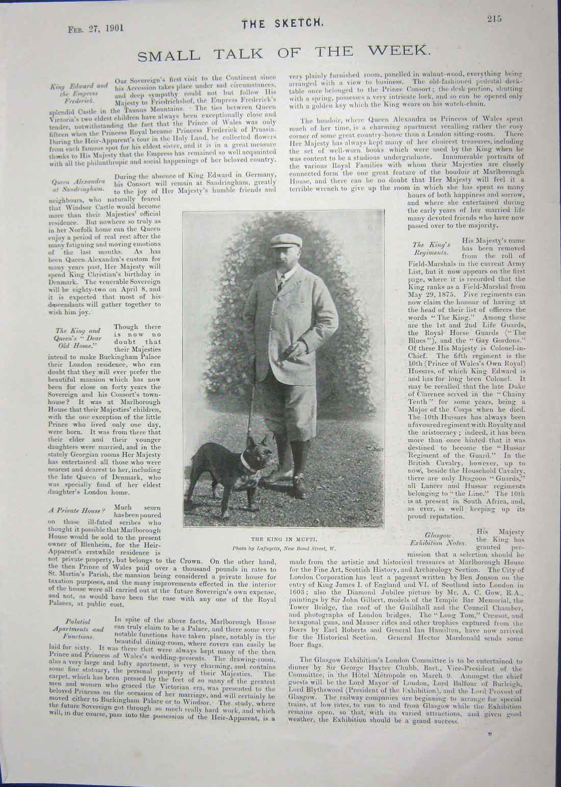 Original Old Antique Print 1901 King Mufti Denmark Princess Waldemar Prince