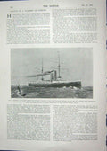 Original Old Antique Print 1901 Ship Russell British Man-Of-War Carnival Nice