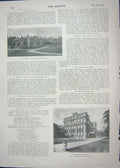 Original Old Antique Print 1901 Sandringham House Marlborough Queen Alexandra