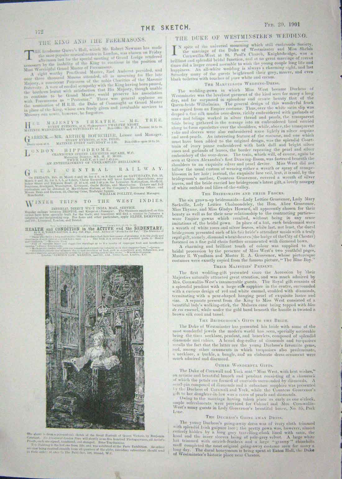 Original Old Antique Print 1901 Queen Victoria King Edward Vi Council Meeting