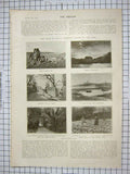 Old Antique Print 1902 Isles Scilly Porth Bay Garrison Lighthouse Agnes 20th