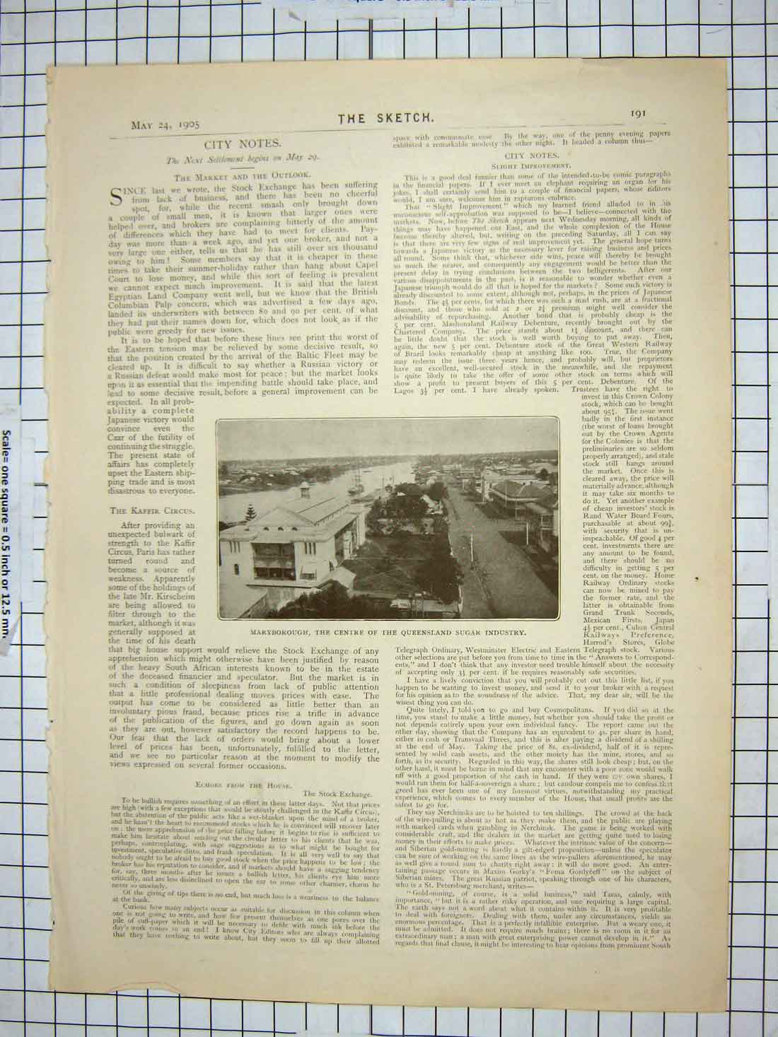 Original Old Antique Print 1905 Maryborough Queensland Sugar Industry Australia