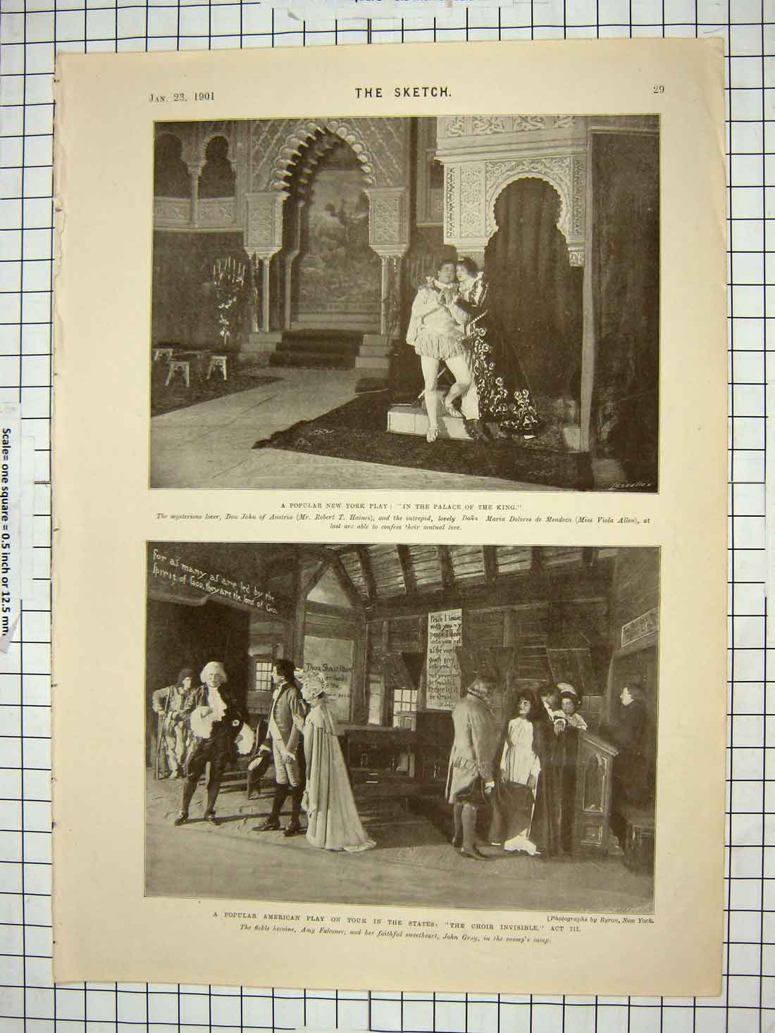 Old Antique Print 1901 New York Play Palace King Choir Invisible Theatre 20th