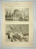 Original Old Antique Print 1901 Buffalo Exhibition America Mexico Architecture
