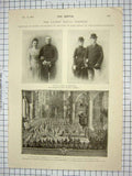Original Old Antique Print 1901 Royal Wedding Wilhelmina Holland Duke Henry