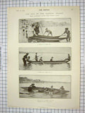 Old Antique Print 1904 Canoe French Boating King'S Cross Man Lady Comedy 20th