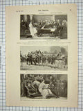 Original Old Antique Print 1901 Queen Victoria Kensington House Lords Prince