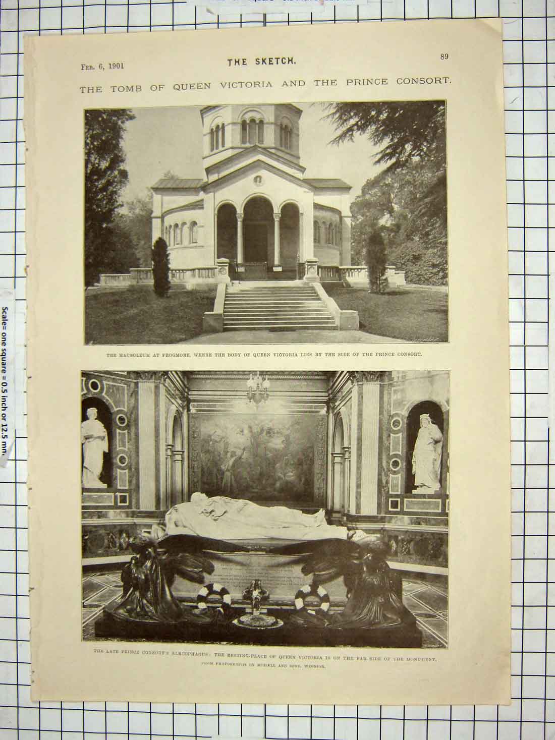 Old Antique Print 1901 Mausoloeum Frogmore Queen Victoria Prince Consort 20th