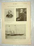 Old Antique Print 1901 King Portugal Belgium Ship Alberta Queen Victoria 20th