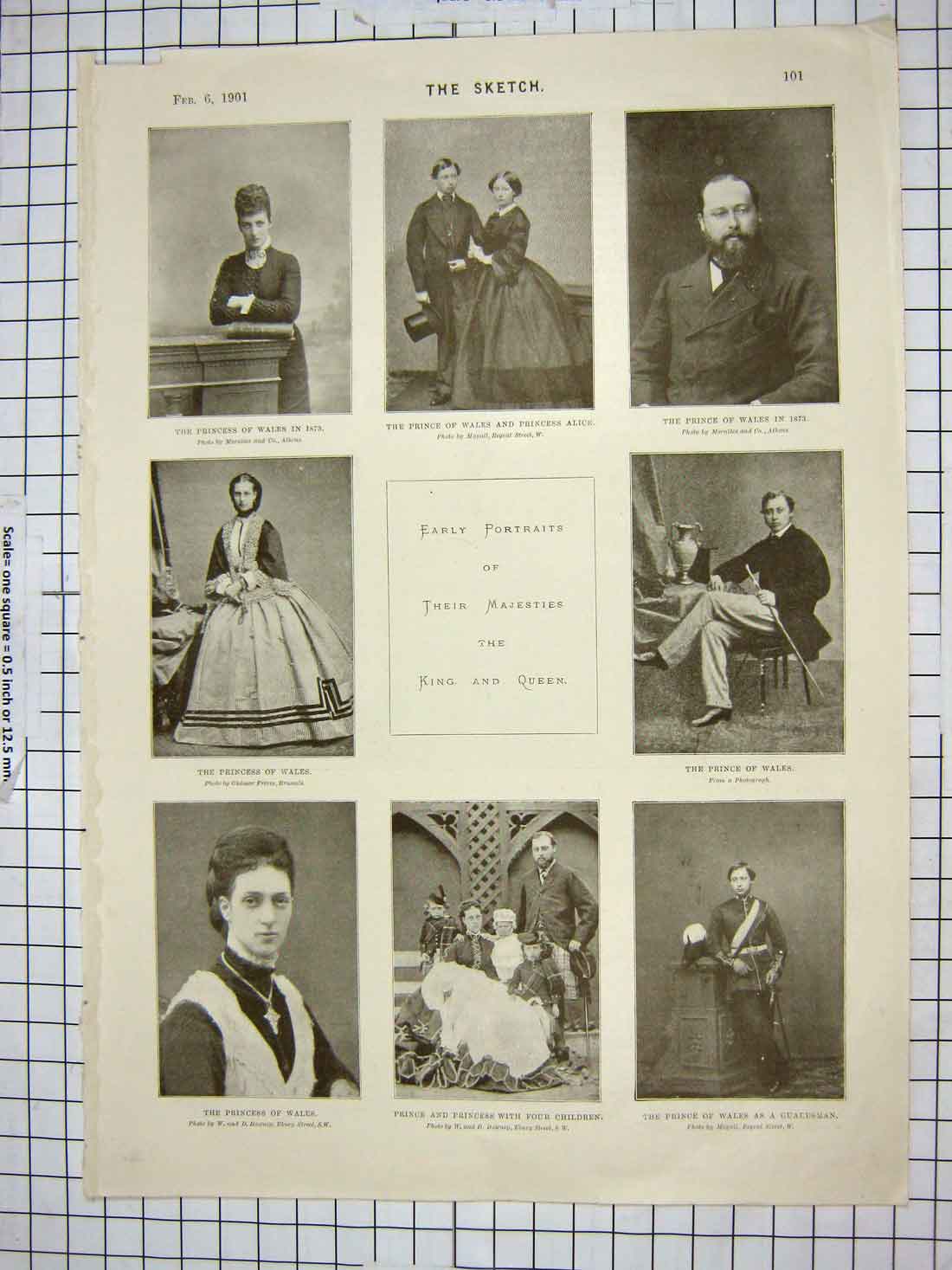 Old Antique Print 1901 Princess Wales Prince Alice Strand Temple London 20th