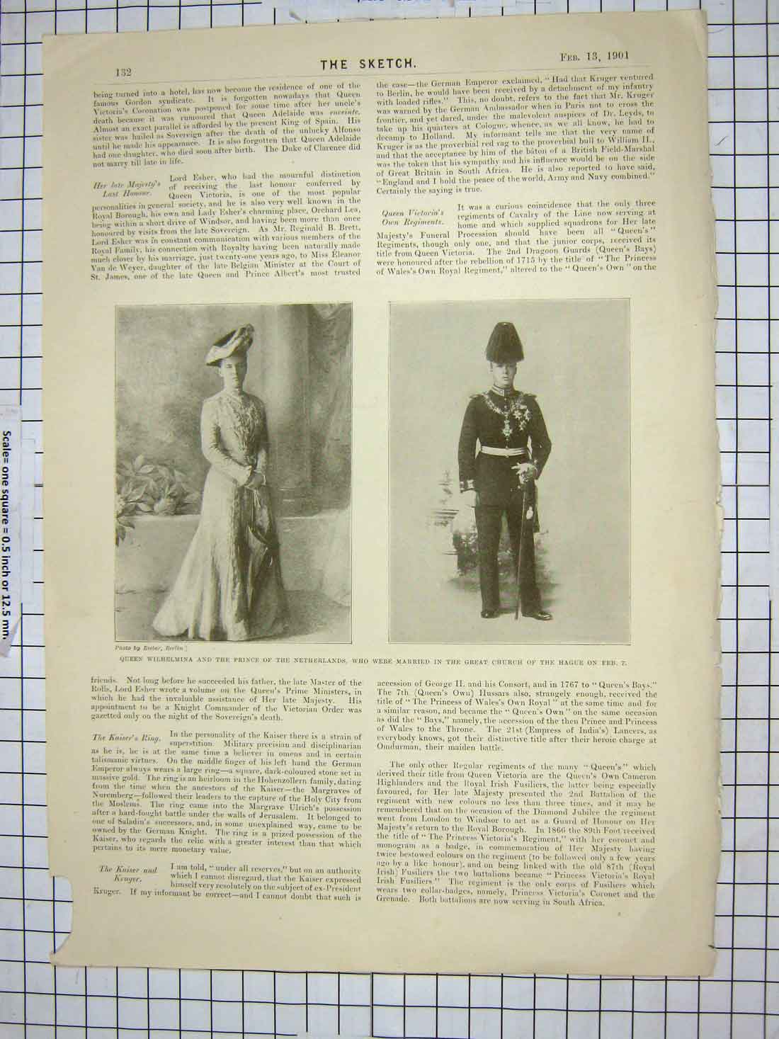 Old Antique Print 1901 Queen Wilhelmina Prince Netherlands Holland Duke 20th