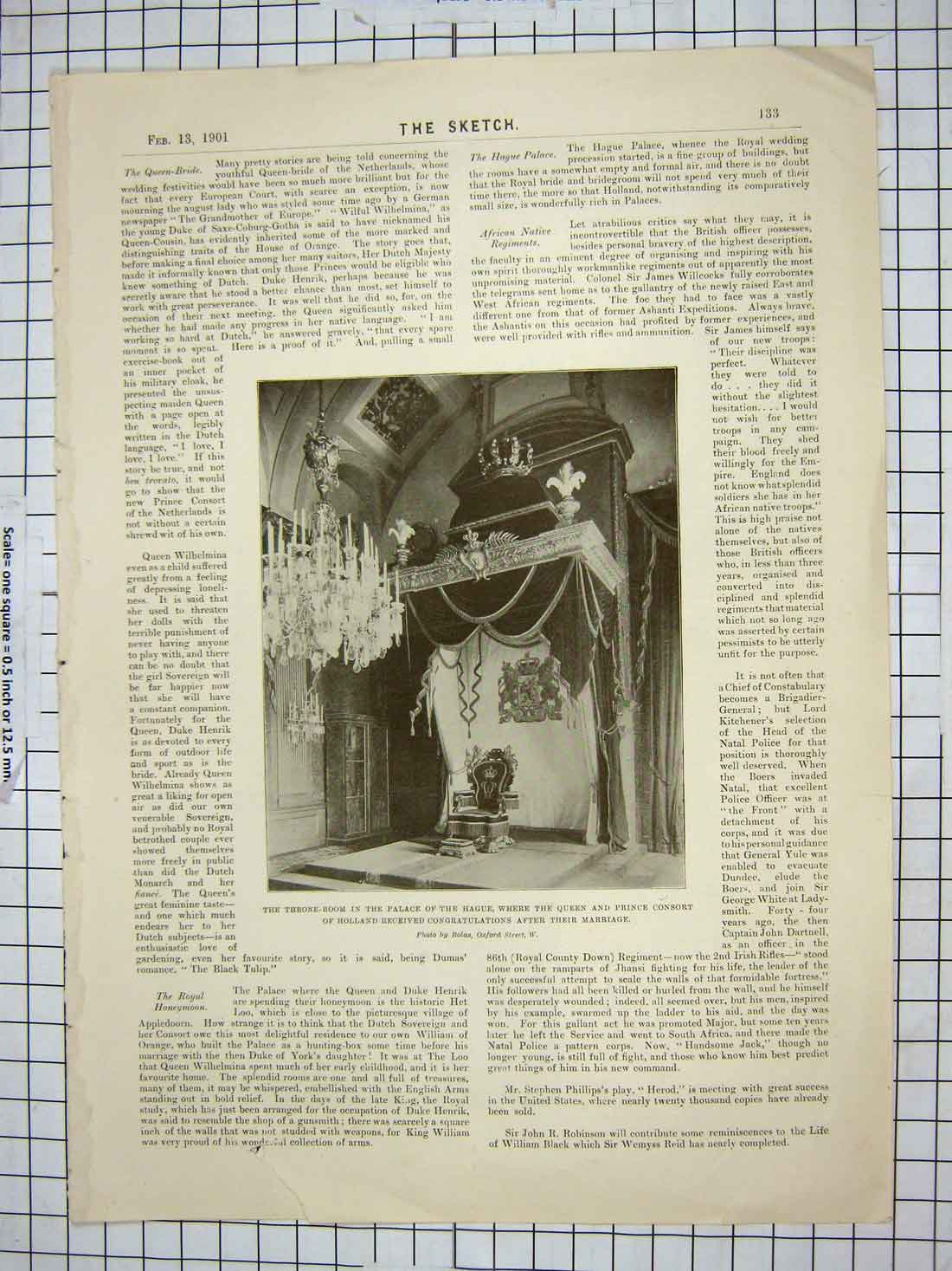 Old Antique Print 1901 Palace Hague Throne Room Eaton Hall Westminster 20th