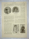 Old Antique Print 1901 Wellesley Wilson Carrington Prince Charles Jester 20th