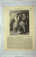 Original Old Antique Print 1846 Scene Choosing Wedding Gown Mulready Fine Art
