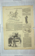 Original Old Antique Print 1846 Statue Marquis Alnglesey Orleans Fawkes Lantern