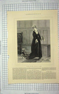 Original Old Antique Print 1873 Burgers Fine Art Lady Dog Dress 19th