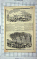 Original Old Antique Print 1849 Funeral Majesty Queen Dowager Eton Uxbridge