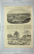 Original Old Antique Print 1851 Royal Agricultural Show Windsor Castle Cattle