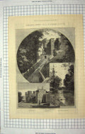 Old Antique Print 1885 Windsor Castle North Terrace Garden Hundred Steps 19th