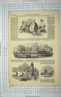 Original Old Antique Print 1846 Lord Mayor Oxford Culham Bridge Abingdon Benson