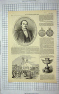 Original Old Antique Print 1852 Eton Alderman Sidney GChronometer Crompton 19th