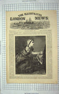 Original Old Antique Print 1867 Girl Praying La Priere British Institution Art