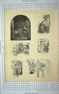 Old Antique Print 1884 Staffordshire Potteries Parian Figures Oven-House 19th