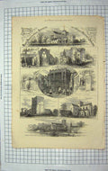 Original Old Antique Print 1872 Archaeology Christchurch Abbey Southampton 19th